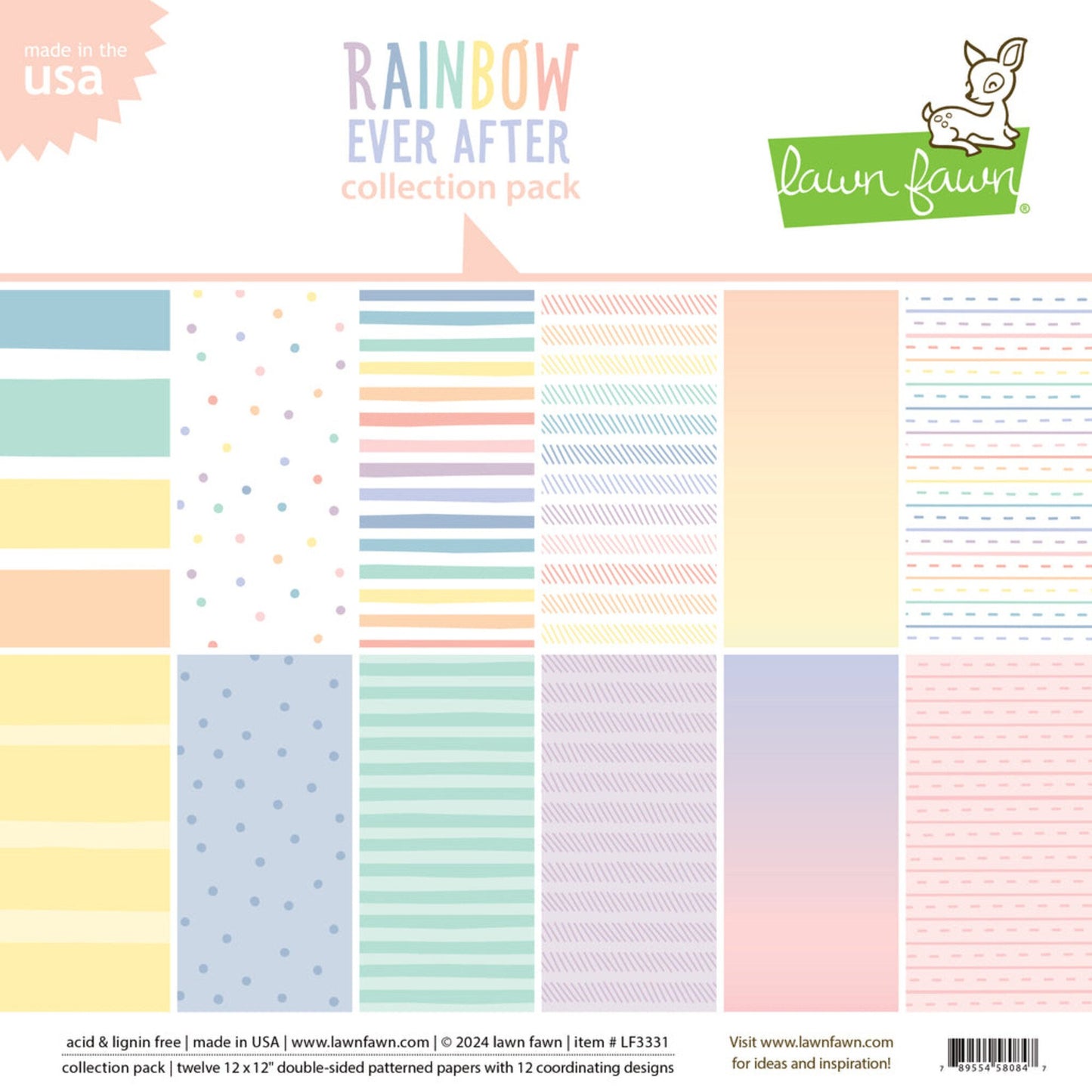 Lawn Fawn Rainbow Ever After Collection paper Pack (LF3331)