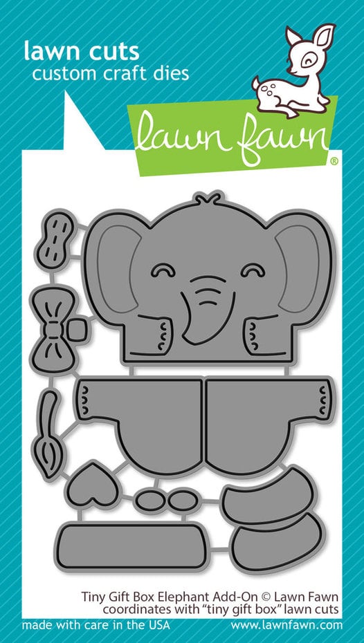 Lawn Fawn Tiny Gift Box Elephant Add-On Lawn Cuts