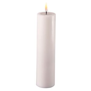 LED Candle - 1 stk kubbelys  SLIM - hvit D: 5 cm x H: 20 cm