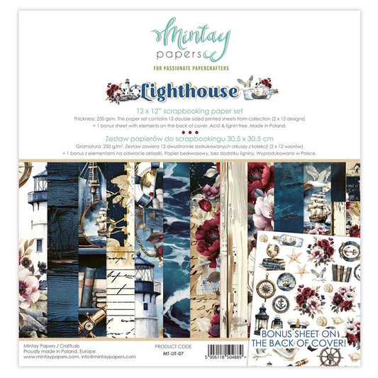 Mintay -Lighthouse 12x12 Inch Scrapbooking Paper Set (MT-LIT-07)