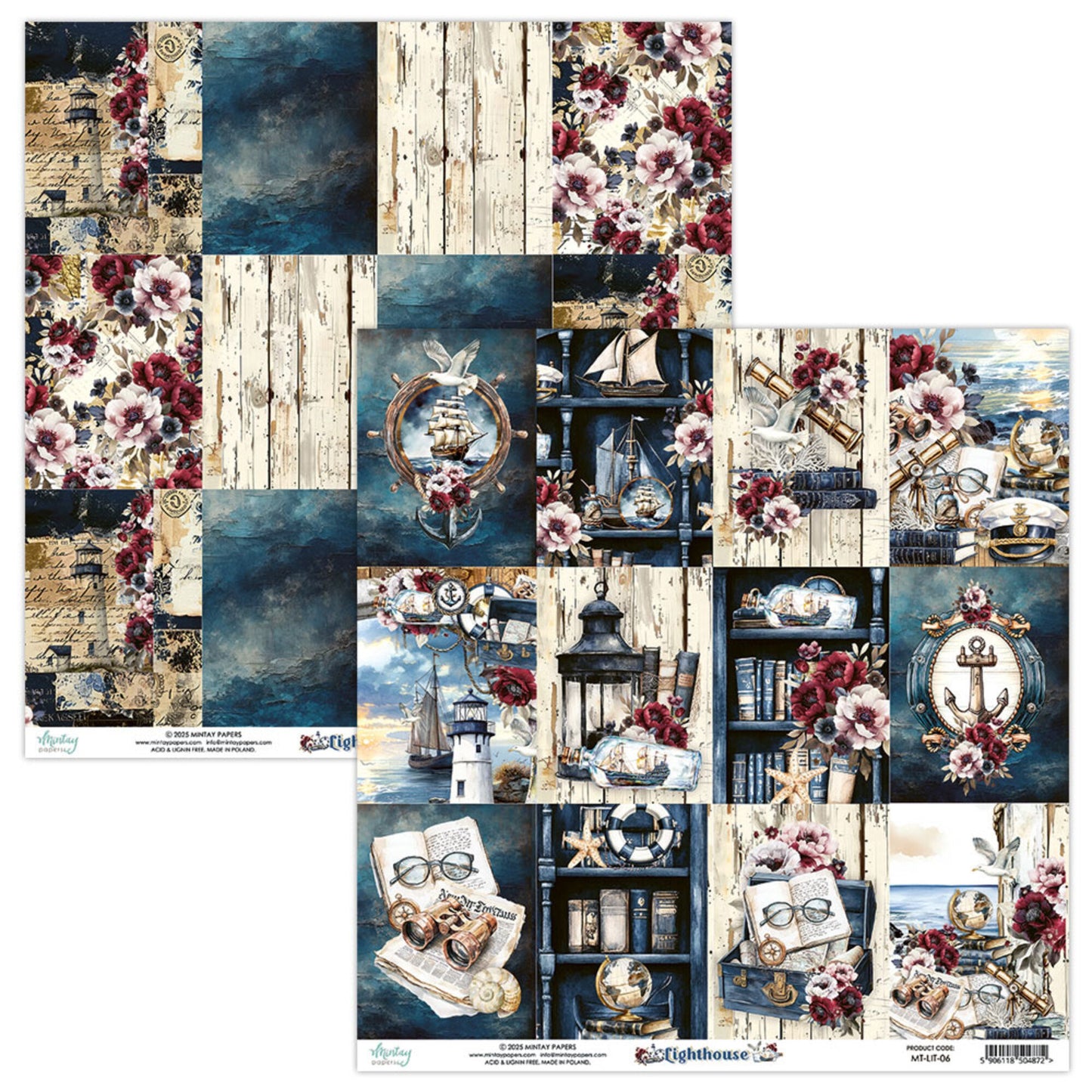 Mintay -Lighthouse 12x12 Inch Scrapbooking Paper Set (MT-LIT-07)
