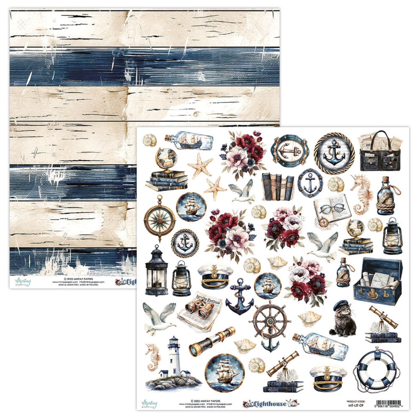 Mintay -Lighthouse 12x12 Inch Scrapbooking Paper Set (MT-LIT-07)