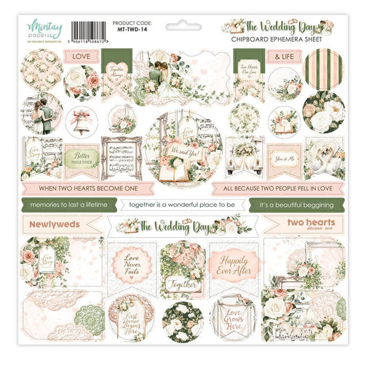 Mintay - The Wedding Day 12x12 Inch Chipboard Ephemera Sheet (MT-TWD-14)