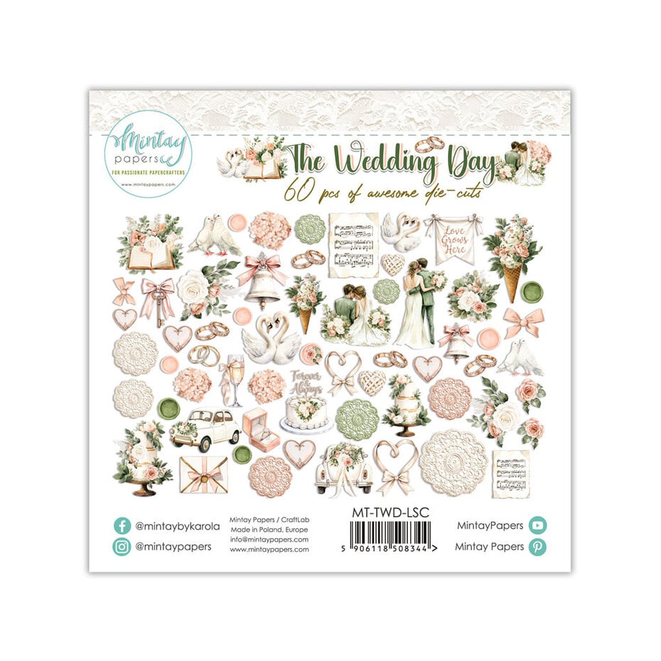 Mintay - The Wedding Day Paper Ephemera - Die cut pakke -  (39pcs) (MT-TWD-LSC)