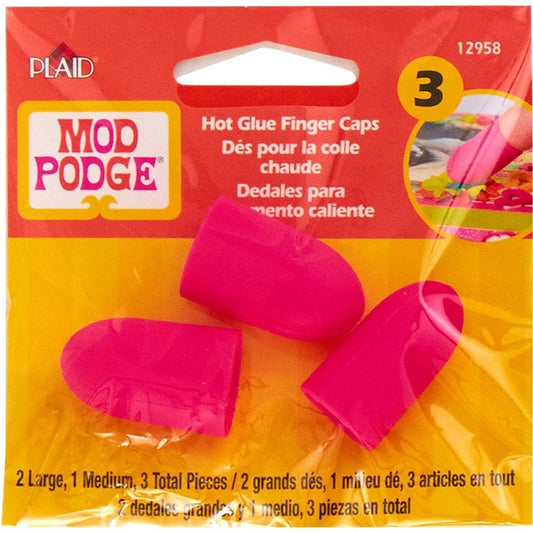 Mod Podge Hot glue finger caps -  fingertupp-beskyttelse (3 stk i pakken) ved jobbein med varmlim