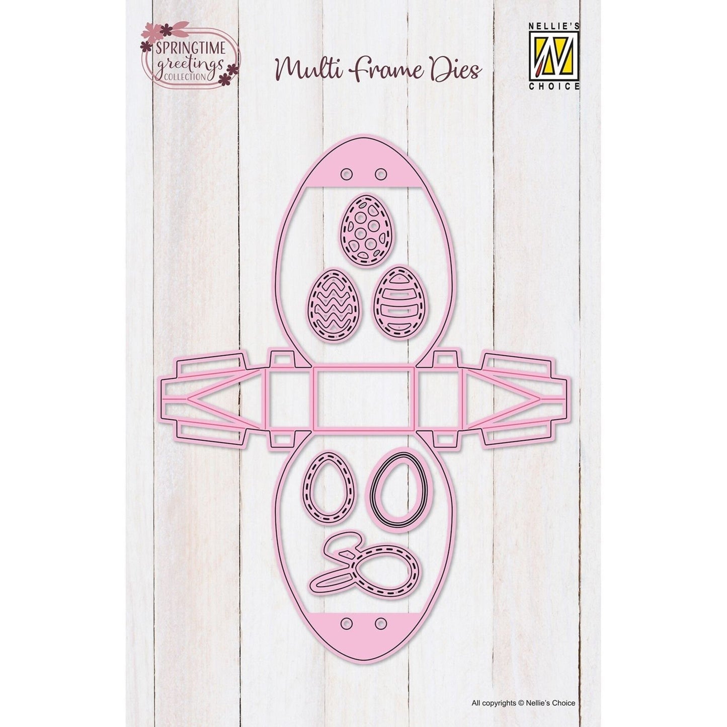 Nellie Snellen Multi Frame Dies Eggshaped Box (MFD175)- eggformet boksdie + Eggdies og oval med kaninører-die