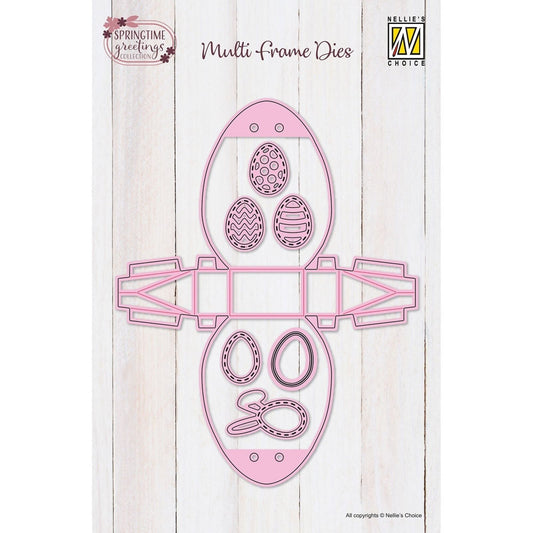 Nellie Snellen Multi Frame Dies Eggshaped Box (MFD175)- eggformet boksdie + Eggdies og oval med kaninører-die