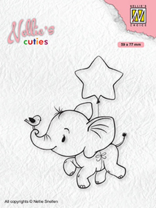 Nellie Snellen Nellie's Cuties Clear Stamps Elephant with Star (NCCS011)