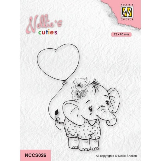 Nellie Snellen Nellie's Cuties Clear Stamps Elephant with Heart (NCCS026)