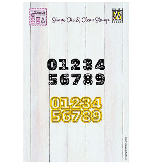 Nellie Snellen Shape Die & Clear Stamp Scandinavian Alphabet Numbers/ Tall stempel og dies