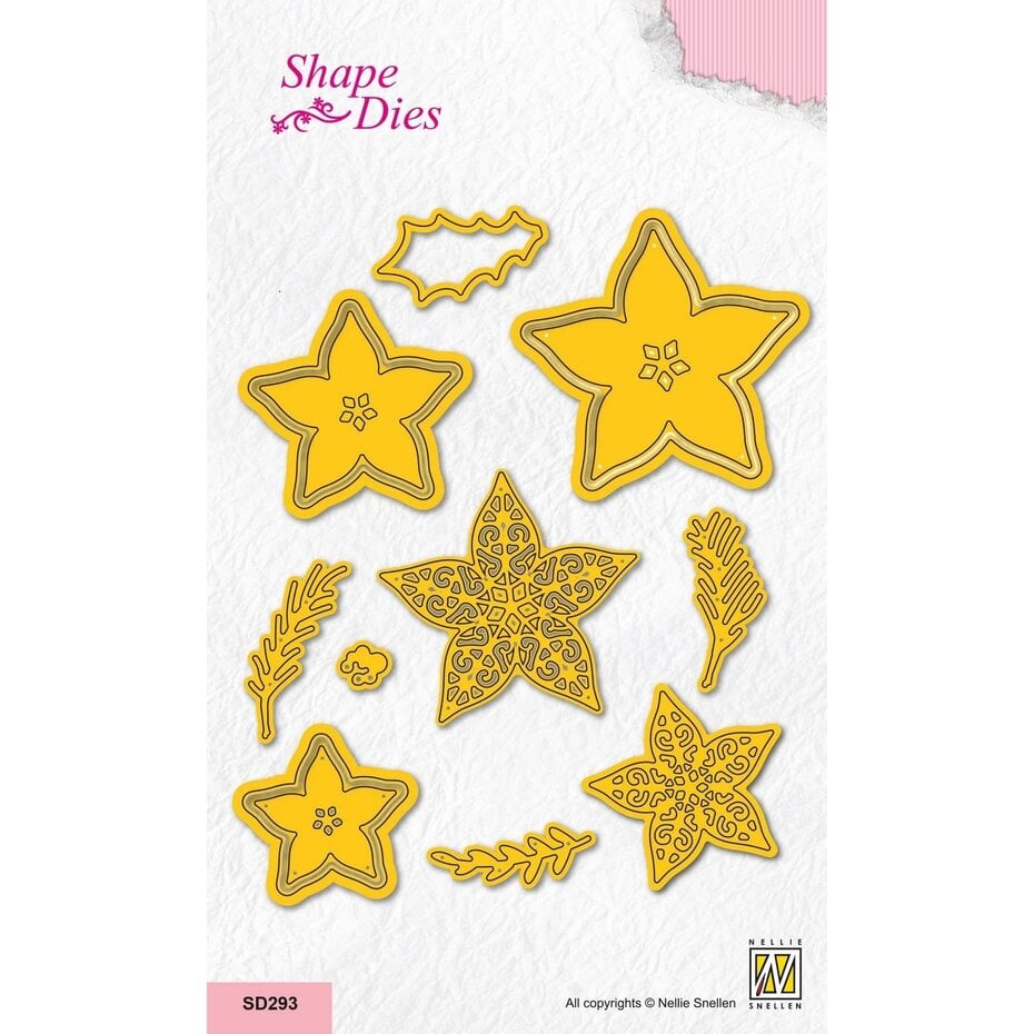 Nellie Snellen Shape Dies - Julestjerne med kvist -  Poinsetta Flower and Branches (SD293)