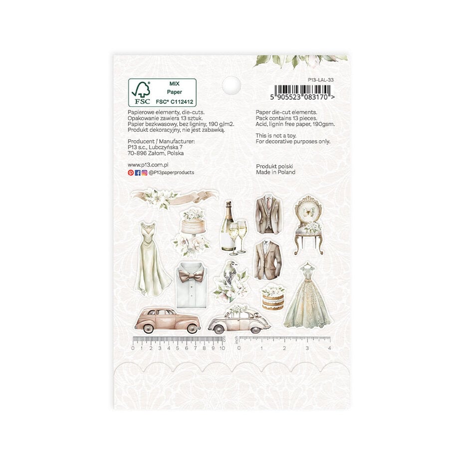 P13 Love and Lace Ephemera Bits & Pieces / diecuts (13pcs)