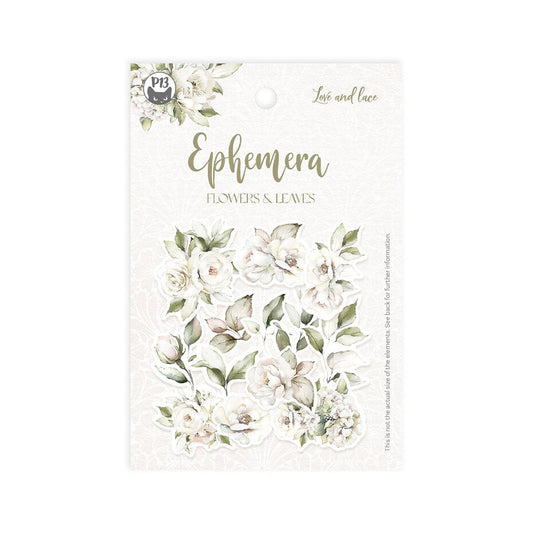 P13 Love and Lace Ephemera / diecuts Flowers and Leaves (13pcs)