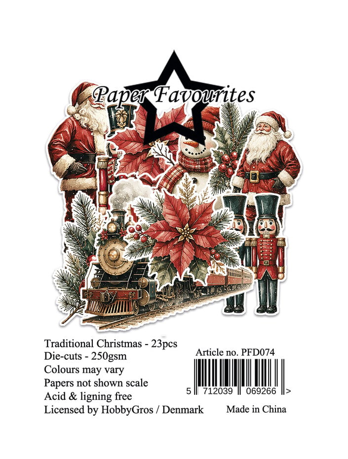 NYHET! Paper favorites - die cut pakke / Die-Cuts - Traditional Christmas 23 stk 250gsm