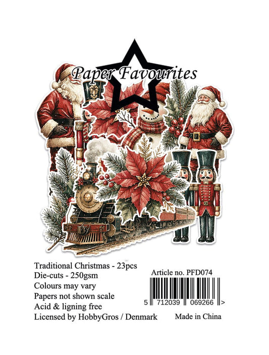 NYHET! Paper favorites - die cut pakke / Die-Cuts - Traditional Christmas 23 stk 250gsm