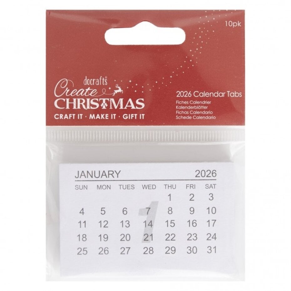 Papermania mini kalender 2026 - 10 stk i pk. Papermania create christmas 2026 calendar Tabs (10pcs)