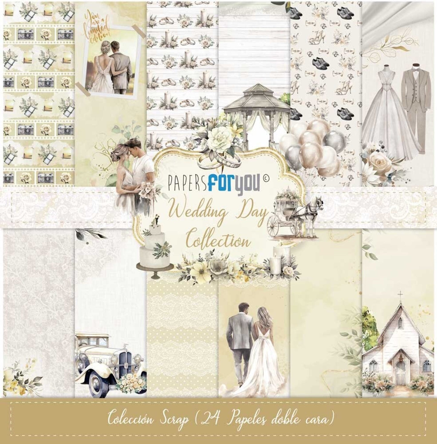 Papers For You Wedding Day Midi Scrap Paper Pack (24pcs) (PFY-12635) 8x8inch