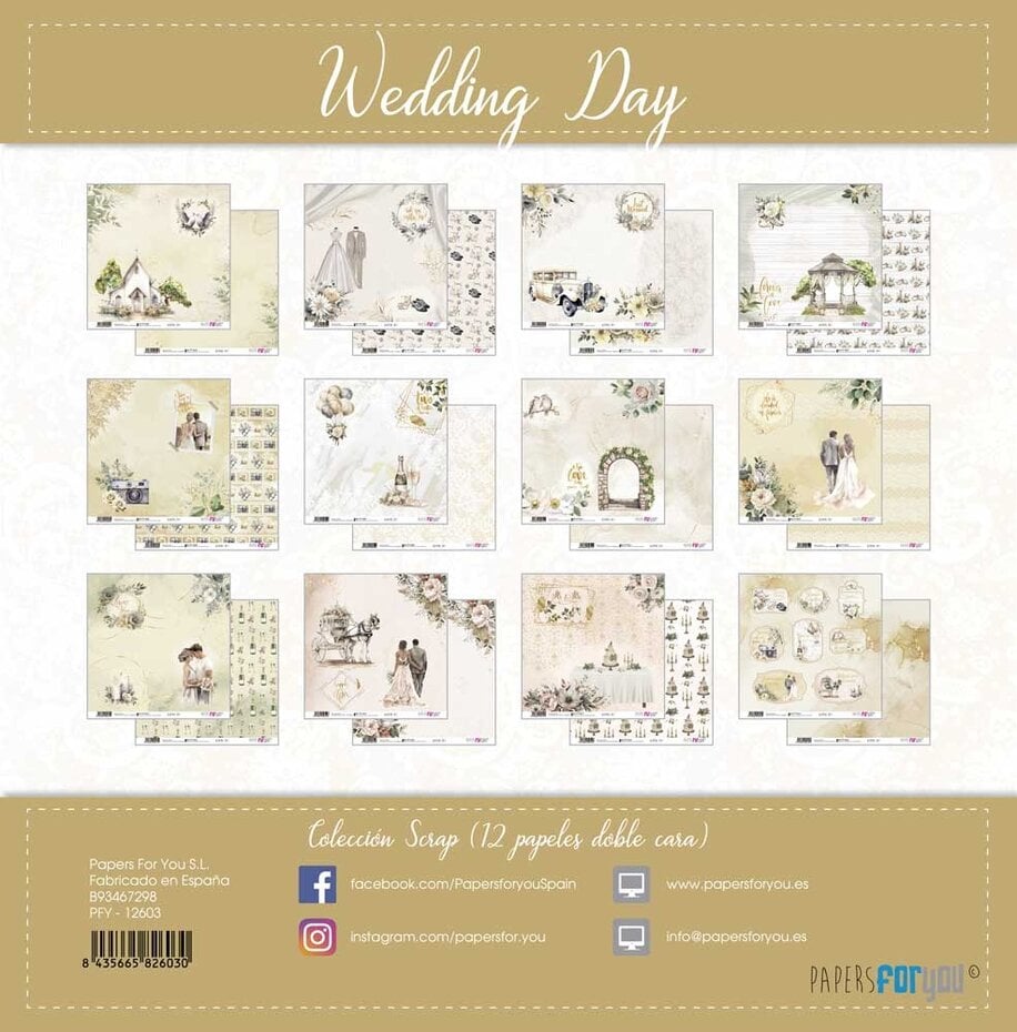 Papers For You Wedding Day Scrap Paper Pack (12pcs) (PFY-12603)