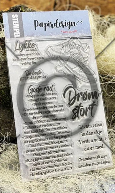 Forhåndsbestill ! kommer snart! NYHET! Papirdesign stempelplate - clearstamp - Drøm stort PD001080
