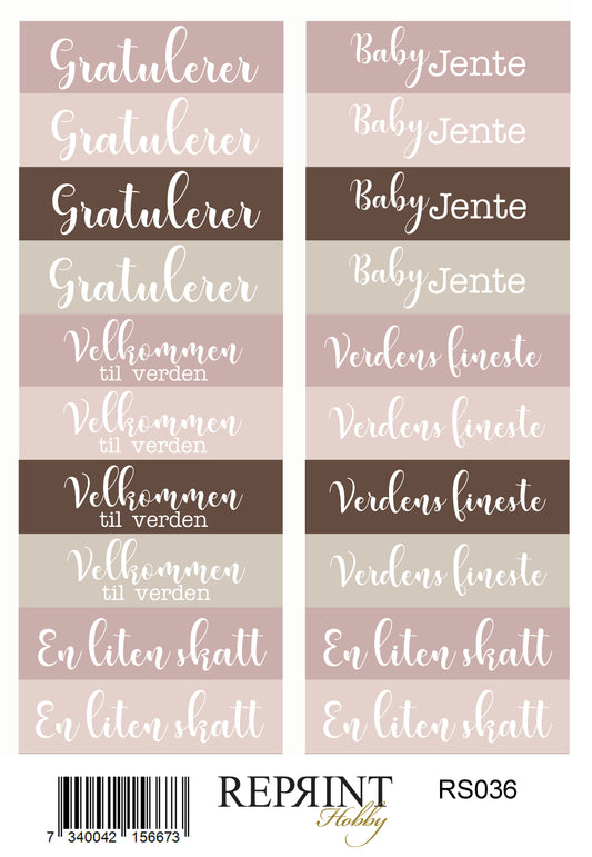 NYHET! Reprint - Happiness Baby girl- tekster - klistremerker/ stickers