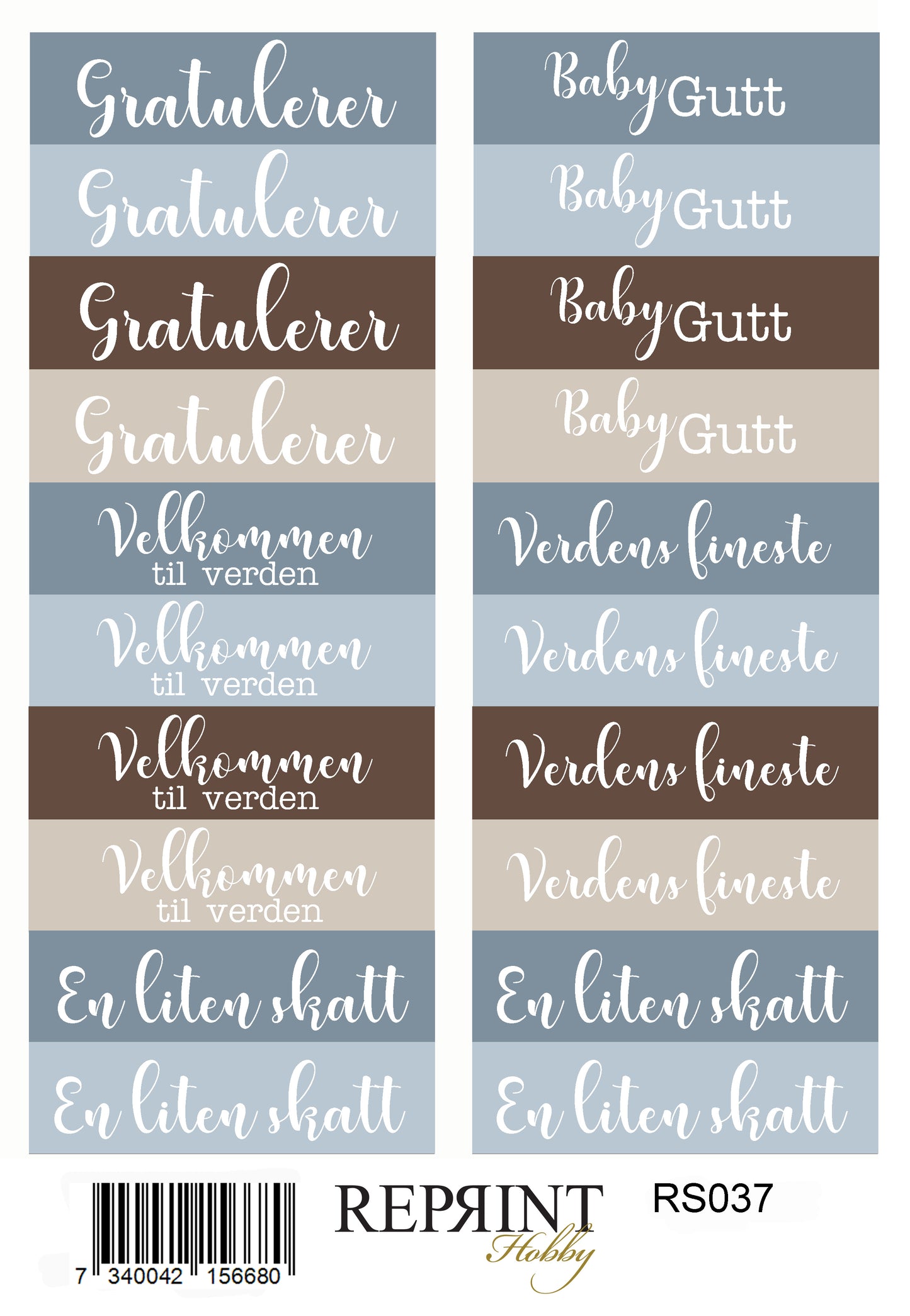 Reprint - Happiness Baby boy - tekster -  klistremerker/ stickers