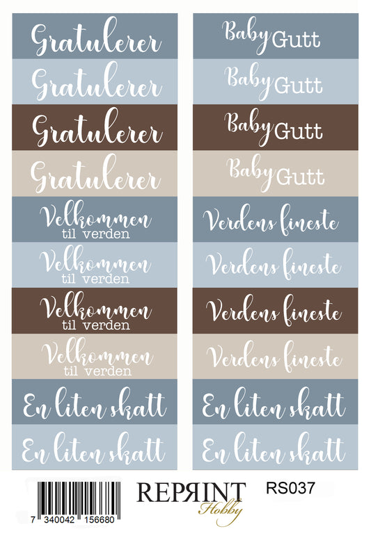 Reprint - Happiness Baby boy - tekster -  klistremerker/ stickers