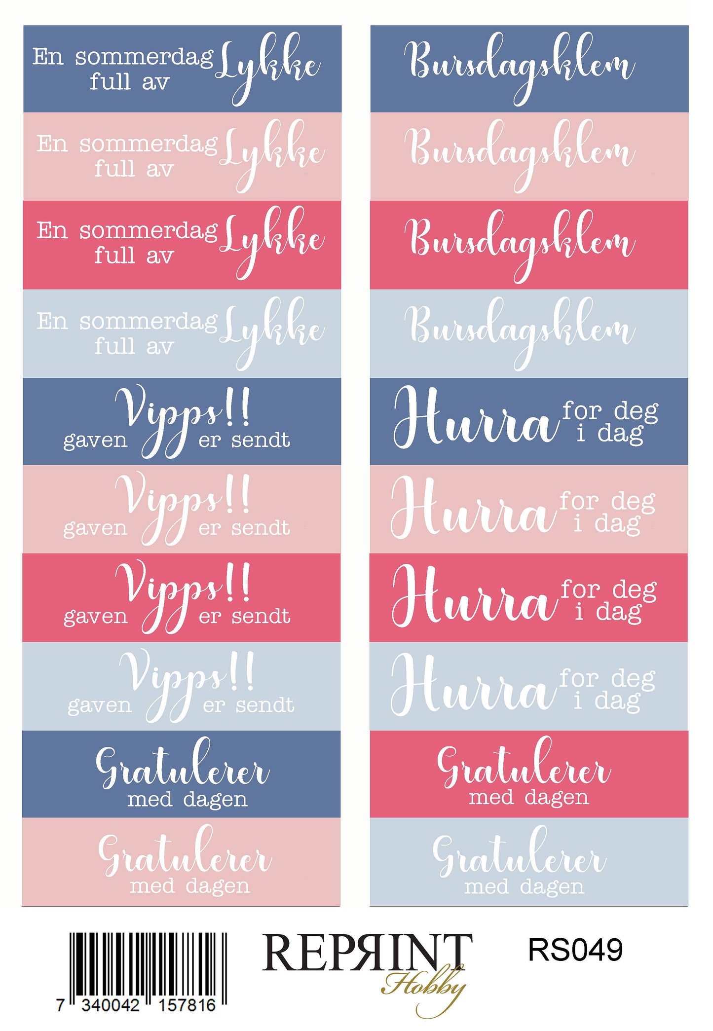 NYHET! Stickers Reprint - Summer Garden - norske tekster