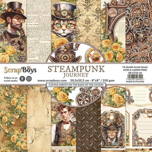 ScrapBoys Steampunk Journey 8x8 Inch Paper Pad (SB-STJO-10)