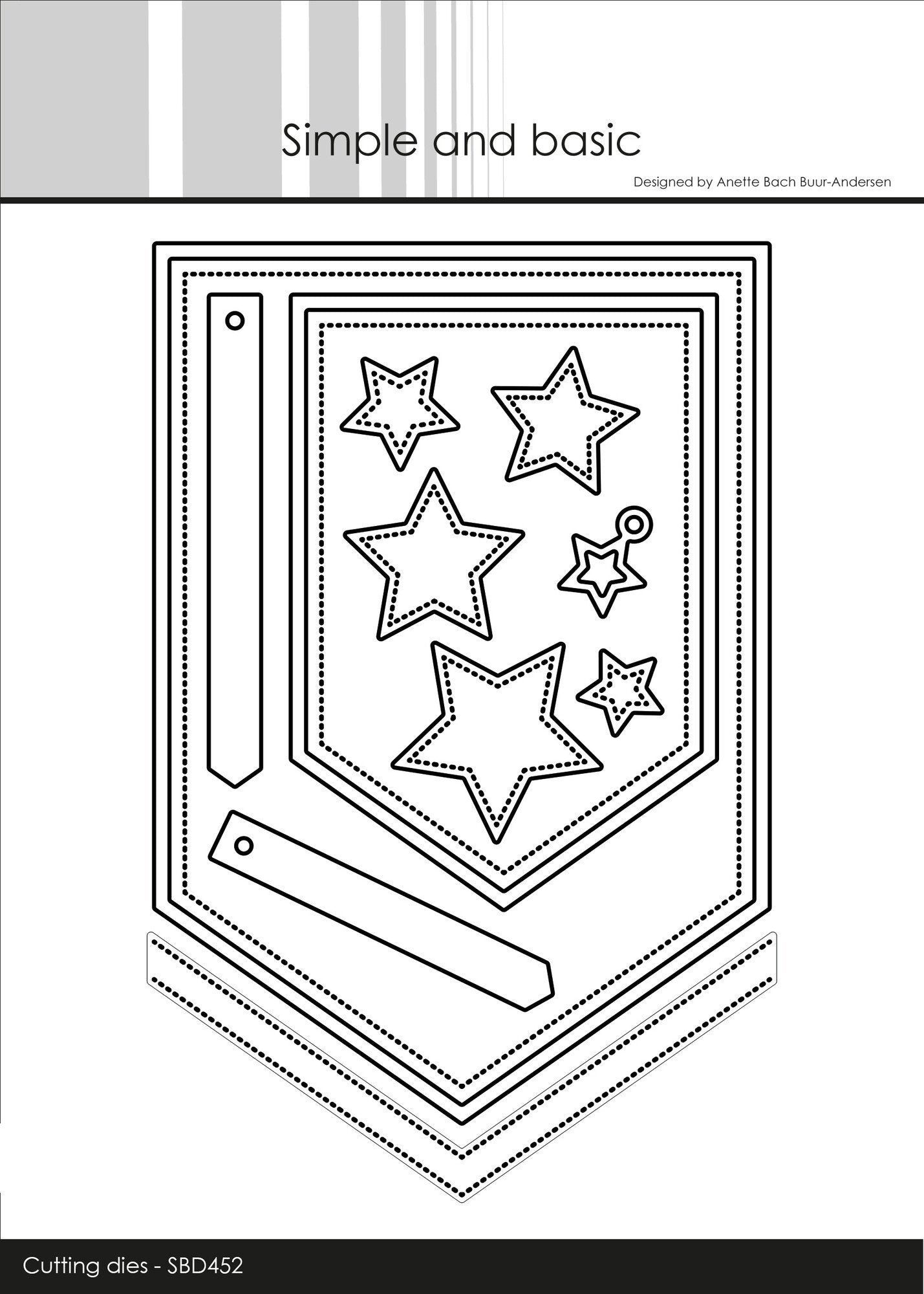 Simple and Basic Reverse fishtail with stars die- vimpeldie med stjerner