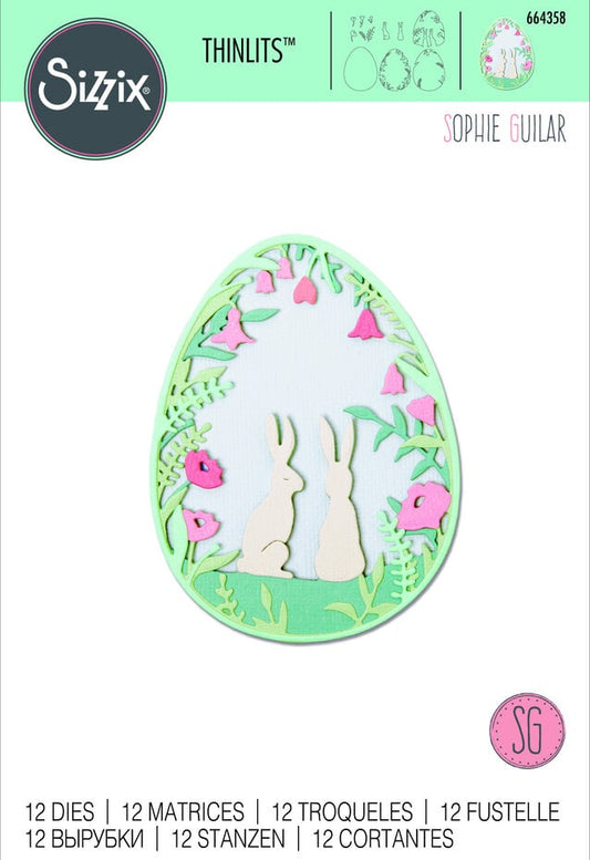 Sizzix Thinlits Die by Sophie Guilar Layered Spring (11pcs) (664358) - påskehare påskeegg