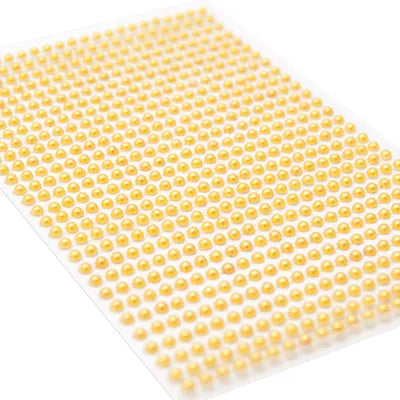 Halvperler m/lim - Gul - 3mm