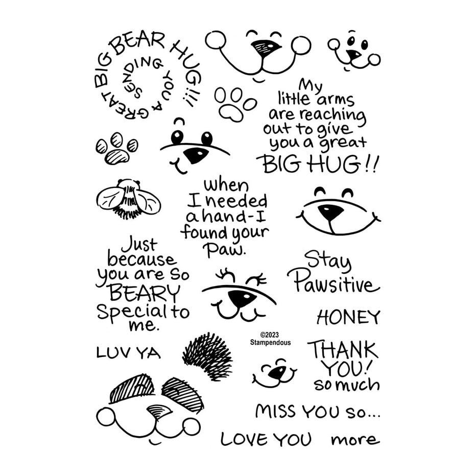 Stampendous - Bear Hugs Faces and Sentiments Clear Stamps (STP-200)
