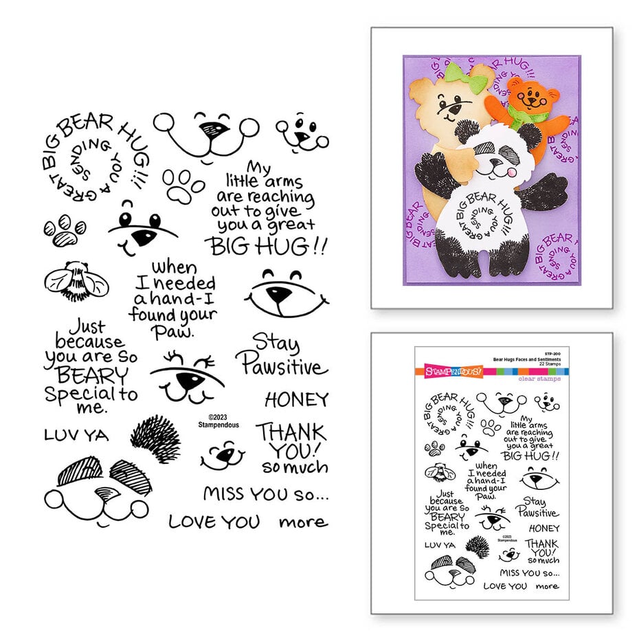 Stampendous - Bear Hugs Faces and Sentiments Clear Stamps (STP-200)