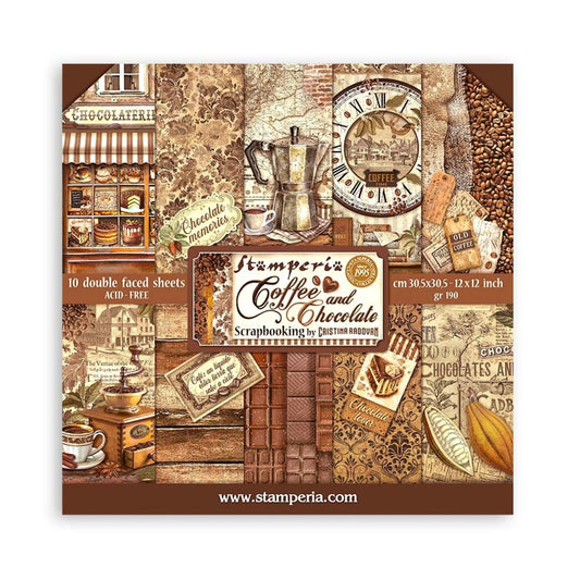 Stamperia Coffee and Chocolate 12x12 Inch Paper Pack SBBL144