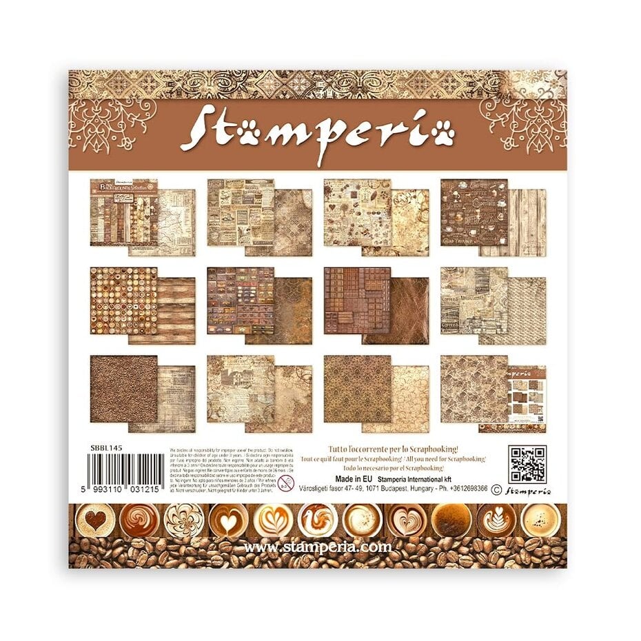 Stamperia Coffee and Chocolate Maxi Background 12x12 Inch Paper Pack SBBL145