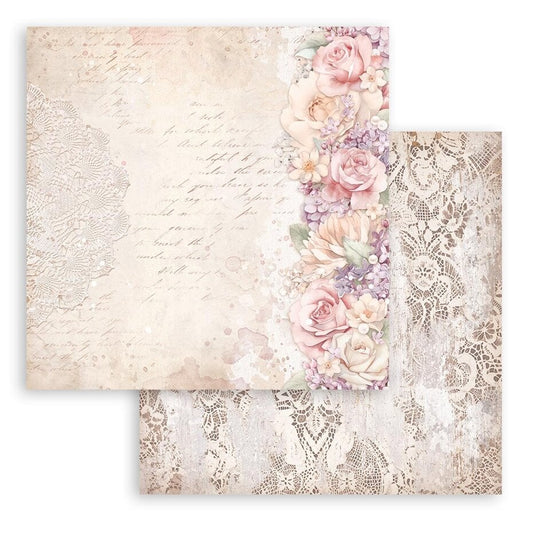 Stamperia Romance Forever 12x12 Inch Paper Sheets Floral Border SBB972