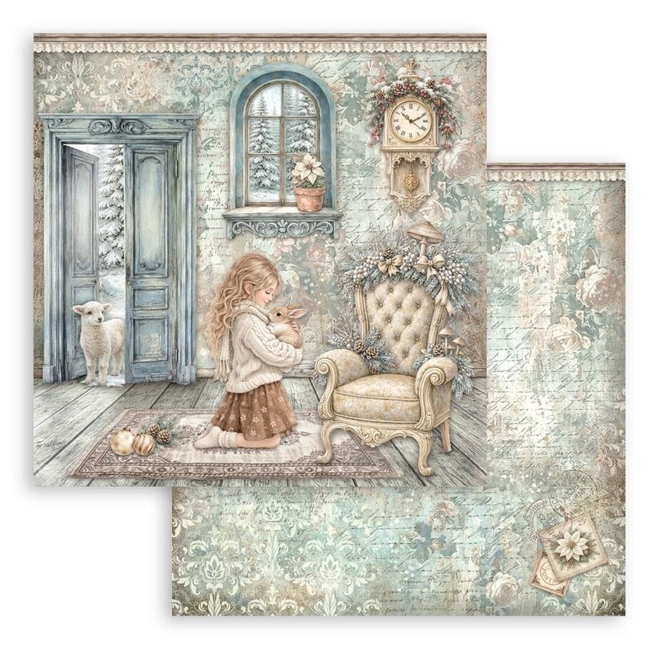NYHET ! Stamperia - White Christmas -12x12 Inch Paper Pack by Cristina Radovan (SBBL190)