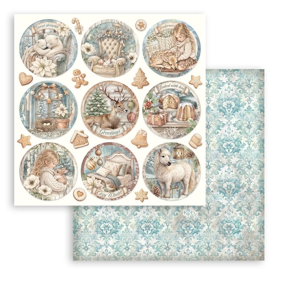 NYHET ! Stamperia - White Christmas -12x12 Inch Paper Pack by Cristina Radovan (SBBL190)