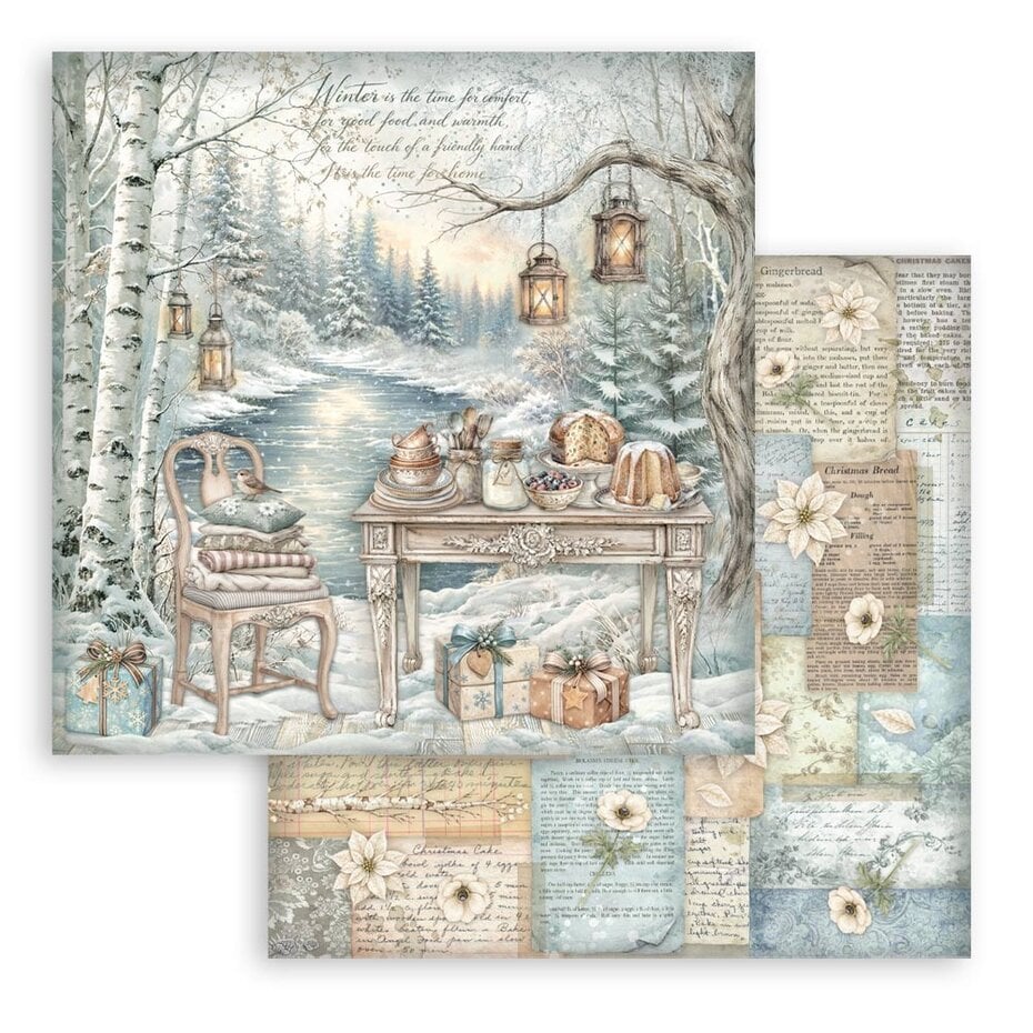 NYHET ! Stamperia - White Christmas -12x12 Inch Paper Pack by Cristina Radovan (SBBL190)