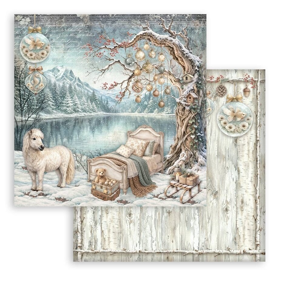 NYHET ! Stamperia - White Christmas - 8x8 Inch Paper Pack SBBS146