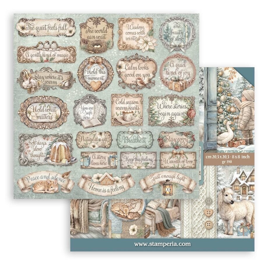 NYHET ! Stamperia - White Christmas - 8x8 Inch Paper Pack SBBS146