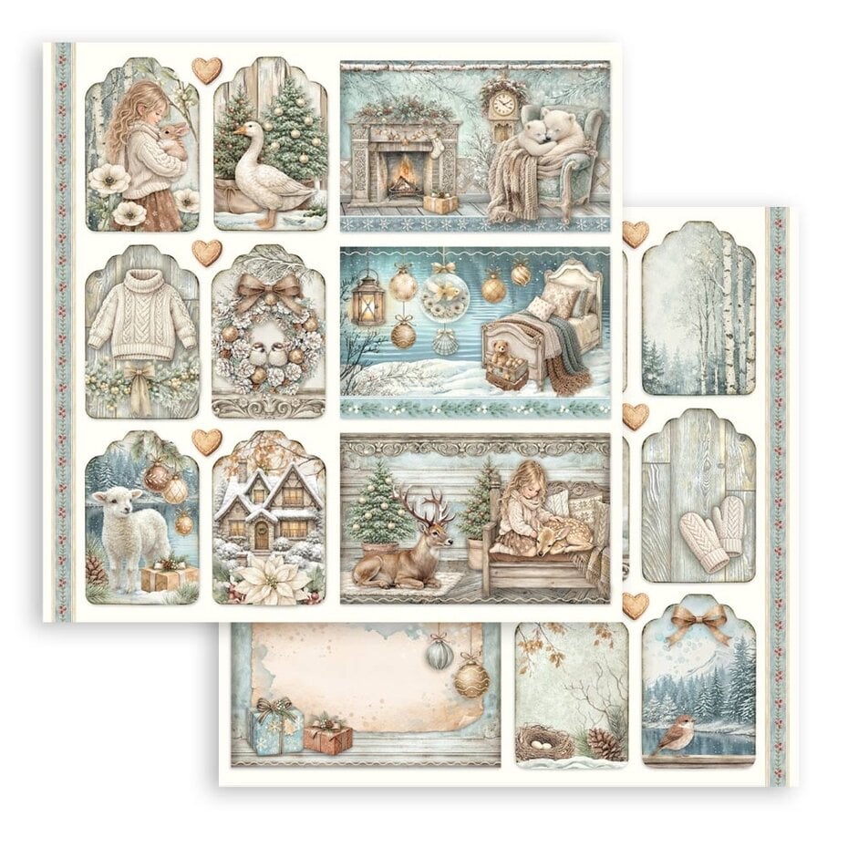 NYHET ! Stamperia - White Christmas - 8x8 Inch Paper Pack SBBS146