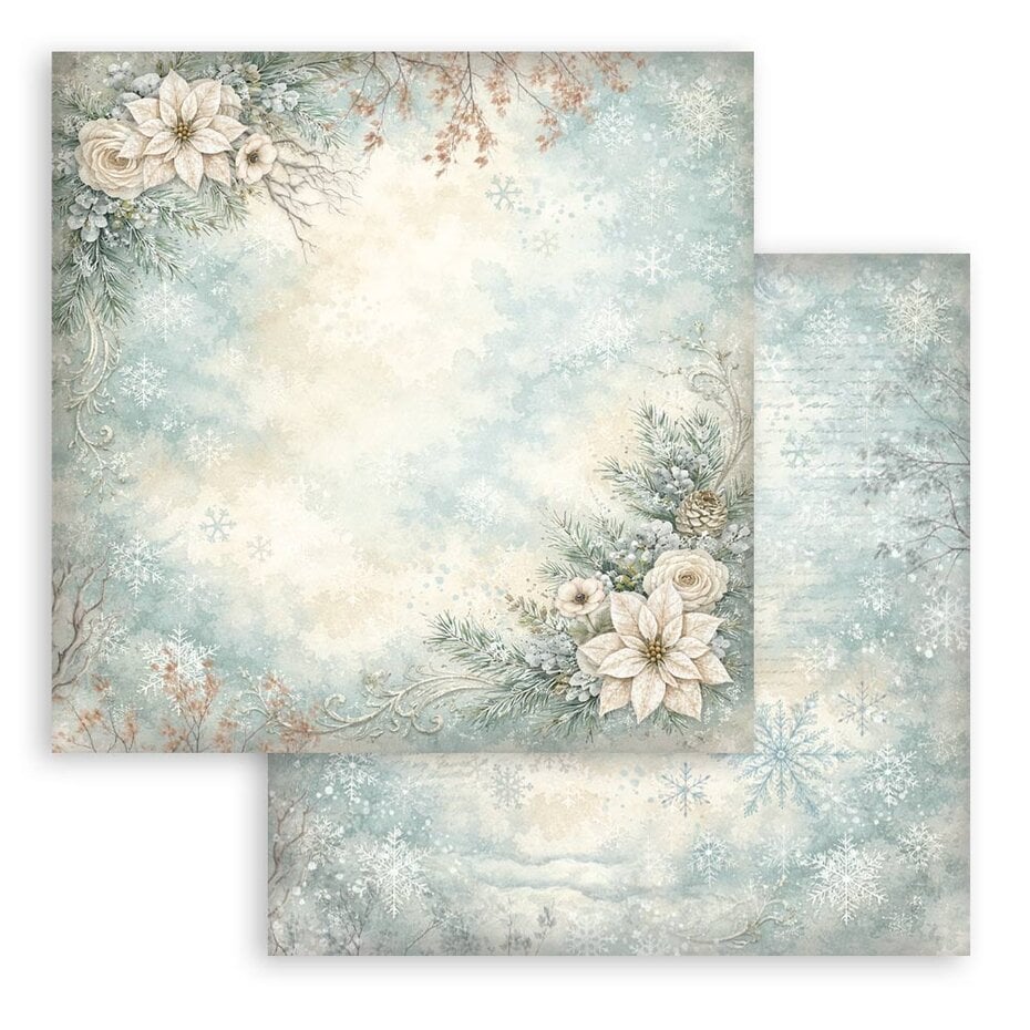 NYHET ! Stamperia - White Christmas - 8x8 Inch Paper Pack Maxi Background Selection by Cristina Radovan (SBBS147)