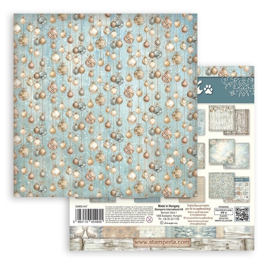 NYHET ! Stamperia - White Christmas - 8x8 Inch Paper Pack Maxi Background Selection by Cristina Radovan (SBBS147)