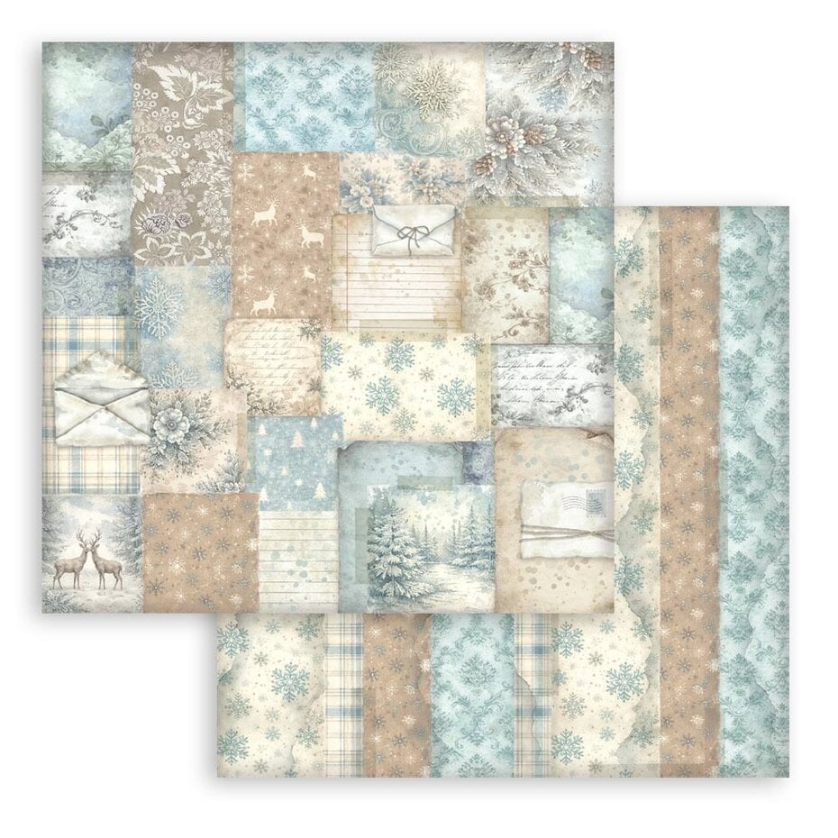 NYHET ! Stamperia - White Christmas - 8x8 Inch Paper Pack Maxi Background Selection by Cristina Radovan (SBBS147)