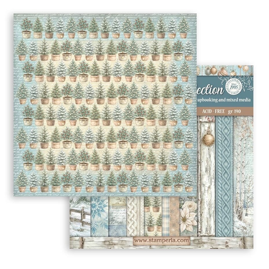 NYHET ! Stamperia - White Christmas - 8x8 Inch Paper Pack Maxi Background Selection by Cristina Radovan (SBBS147)