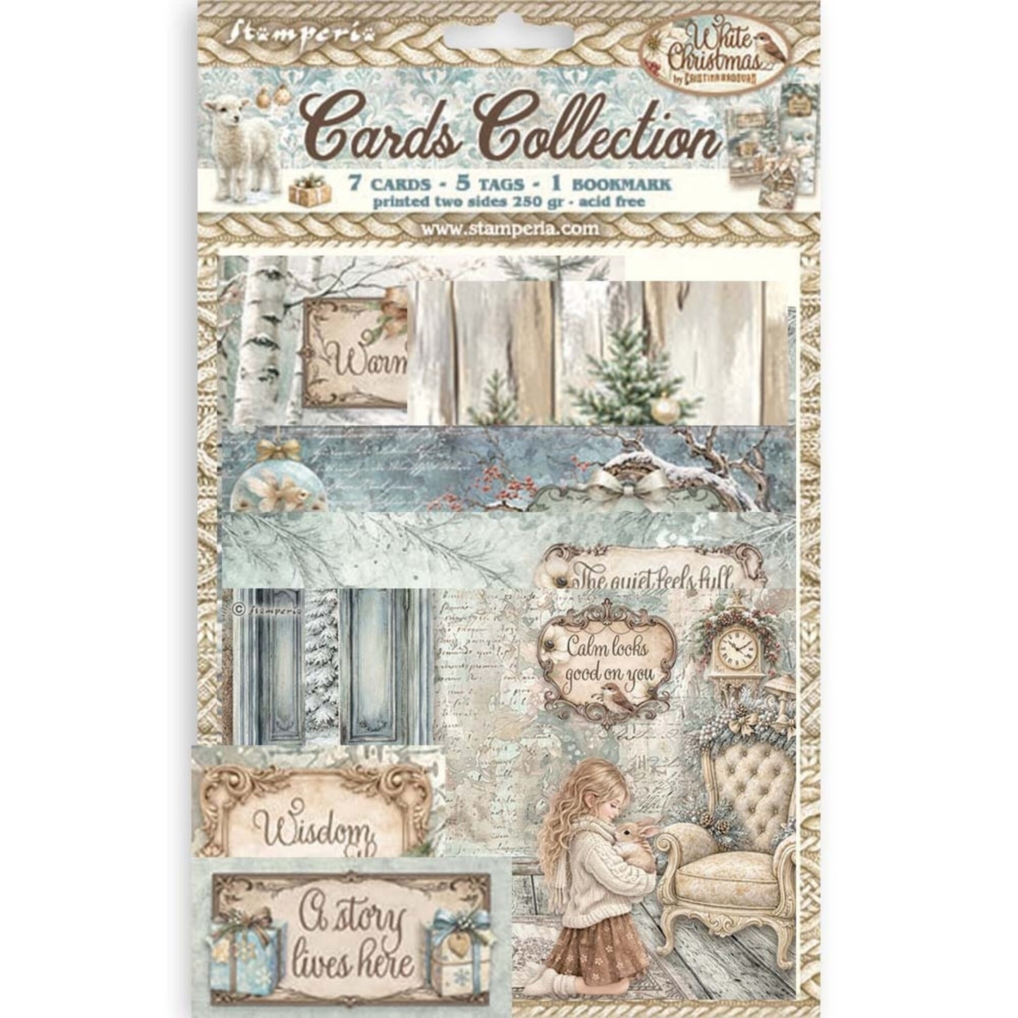 NYHET ! Stamperia - White Christmas Cards Collection by Cristina Radovan (SBCARD49)