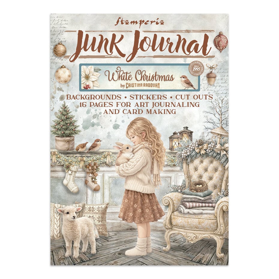 White Christmas Junk Journal Stickers, Backgrounds, Cut-Outs by Cristina Radovan (SBJK28)