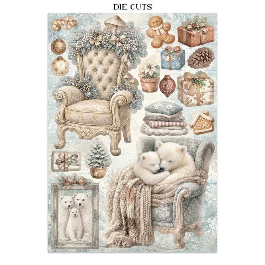 White Christmas Junk Journal Stickers, Backgrounds, Cut-Outs by Cristina Radovan (SBJK28)