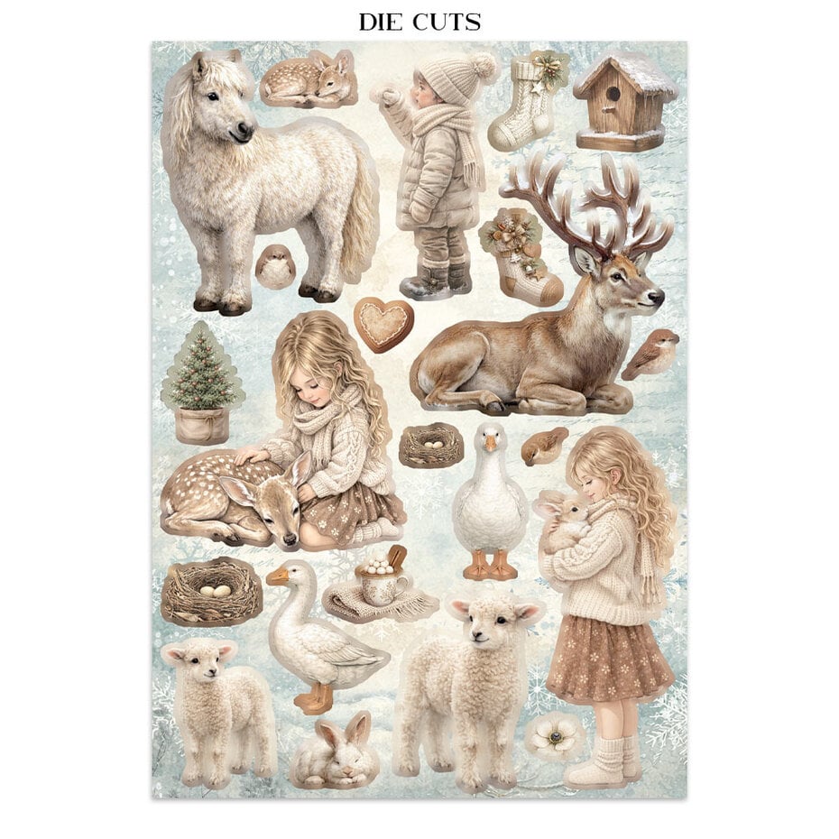 White Christmas Junk Journal Stickers, Backgrounds, Cut-Outs by Cristina Radovan (SBJK28)